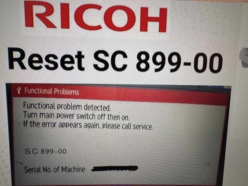 Corriger le code erreur Ricoh SC899 rapidement avec dépannage professionnel à Marseille